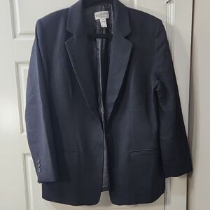 Pendleton Lightweight Black Wool Single-Button Blazer - 18W